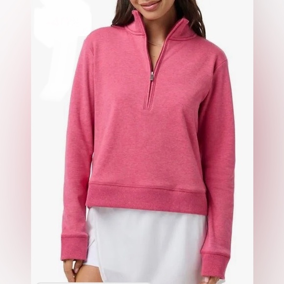 Travis Mathew Cloud Fleece Half Zip Pullover Medium Pink - Picture 2 of 9